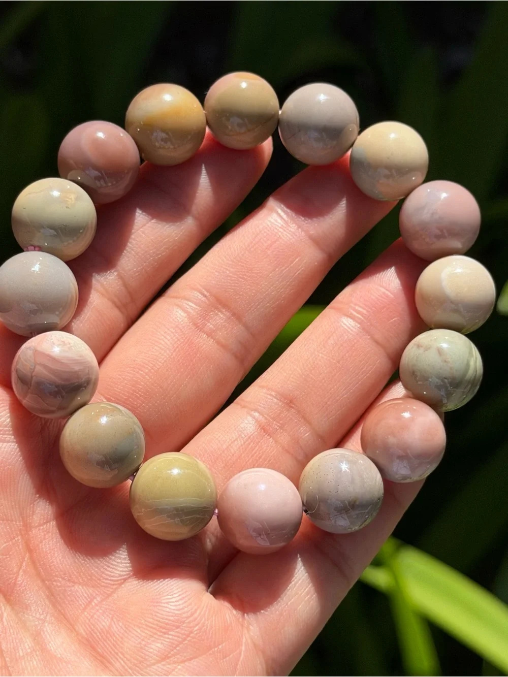 13mm pink creamy natural Alashan stretch bracelet 2213